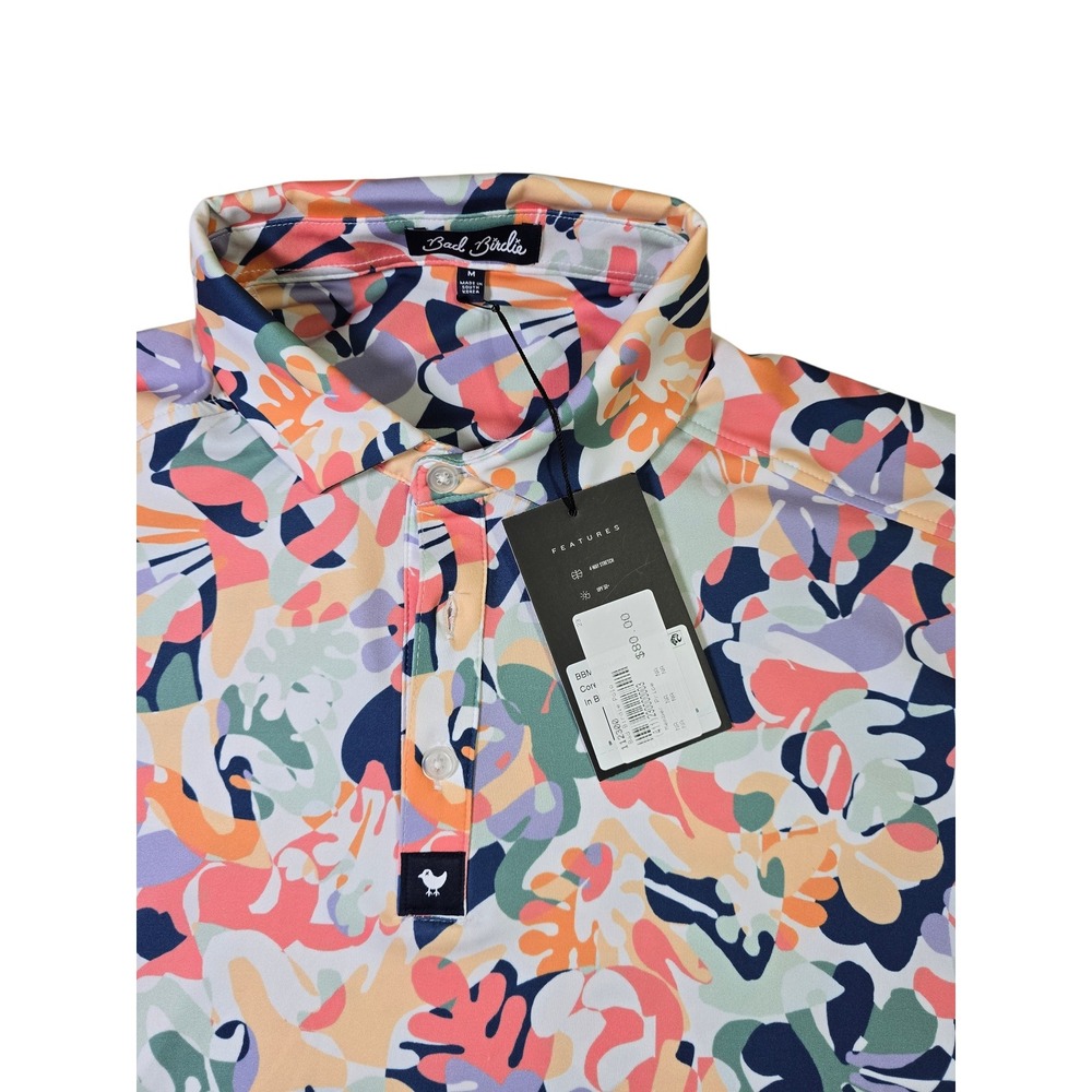 NWT Bad Birdie Polo Shirt M Colorful Abstract Pattern - Picture 9 of 9
